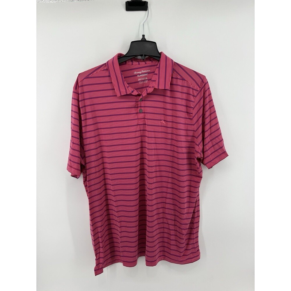 Tommy Bahama Island Zone Men’s Polo Striped Pink/Red/Blue Size 2XLT